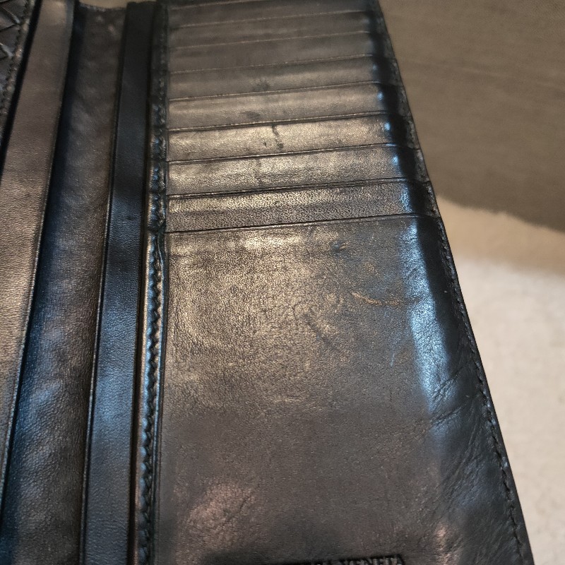 ‼️老闆出國不在‼️限時一週亂賣🚀㊣✨ Bottega Veneta ✨寶緹嘉 黑色 BV 皮革 編織 皮夾 錢包 薄款 長夾 薄長夾/二手皮夾/二手精品/保證正品-34