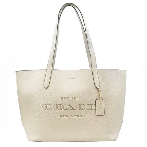 【全新】COACH 軟牛皮肩背大托特包(米白)-0