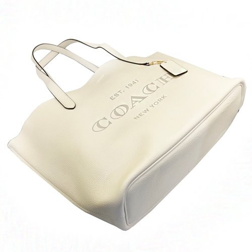 【全新】COACH 軟牛皮肩背大托特包(米白)-3