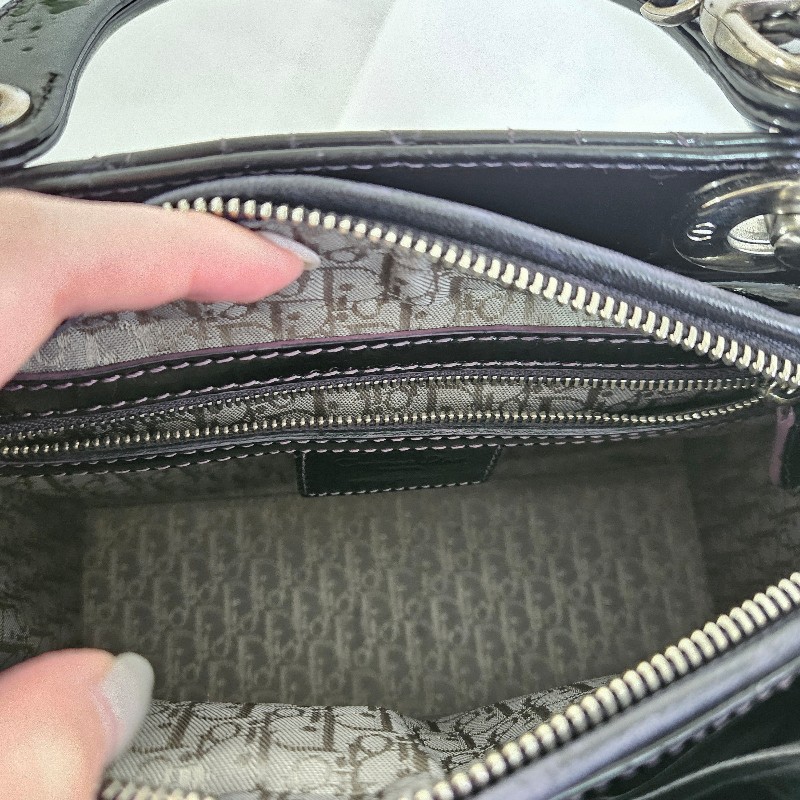 CT BAGS|【二手現貨】Dior Lady 五格漆皮黑銀戴妃包-9