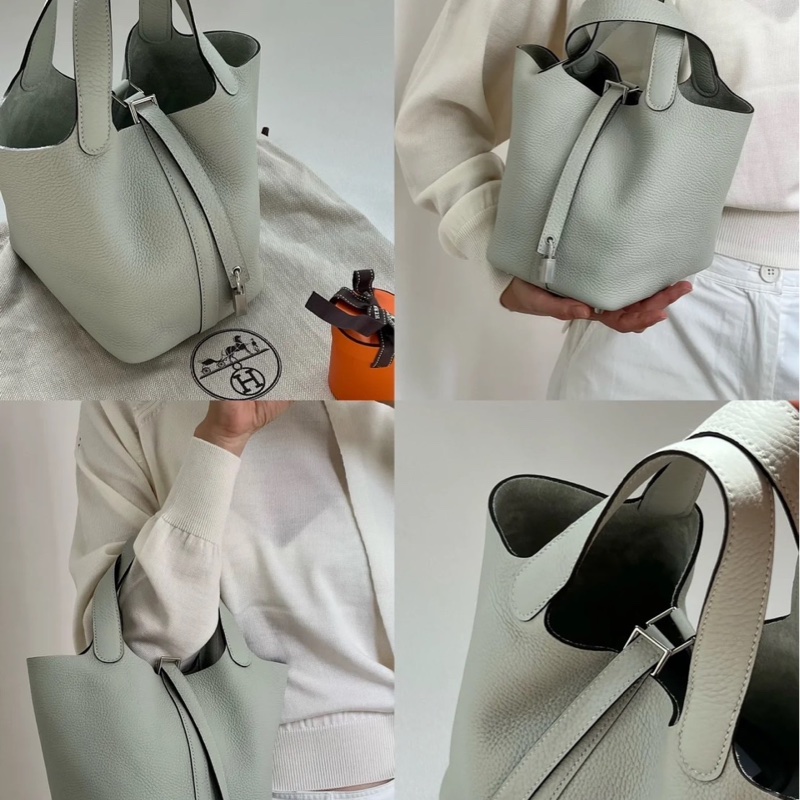#HERMES Picotin 18 菜籃子 冰晶灰銀扣-2