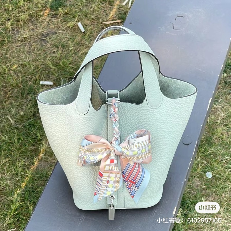 #HERMES Picotin 18 菜籃子 冰晶灰銀扣-4