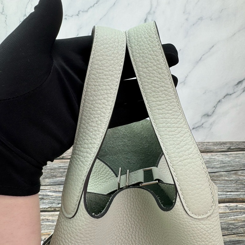 #HERMES Picotin 18 菜籃子 冰晶灰銀扣-19