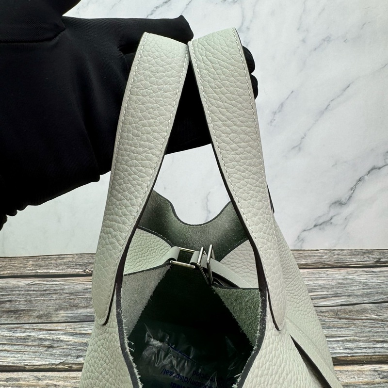 #HERMES Picotin 18 菜籃子 冰晶灰銀扣-20