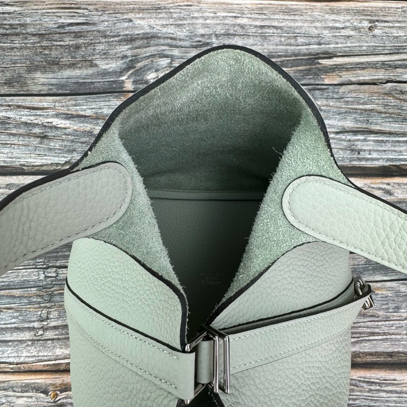 #HERMES Picotin 18 菜籃子 冰晶灰銀扣-24