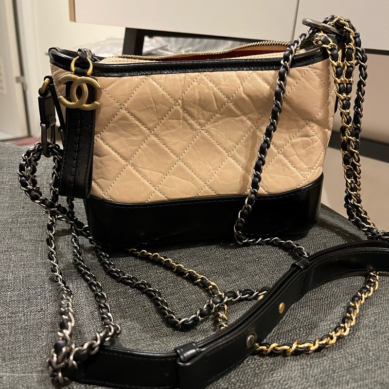 奶茶色配黑 Chanel 香奈兒流浪包 小號-6