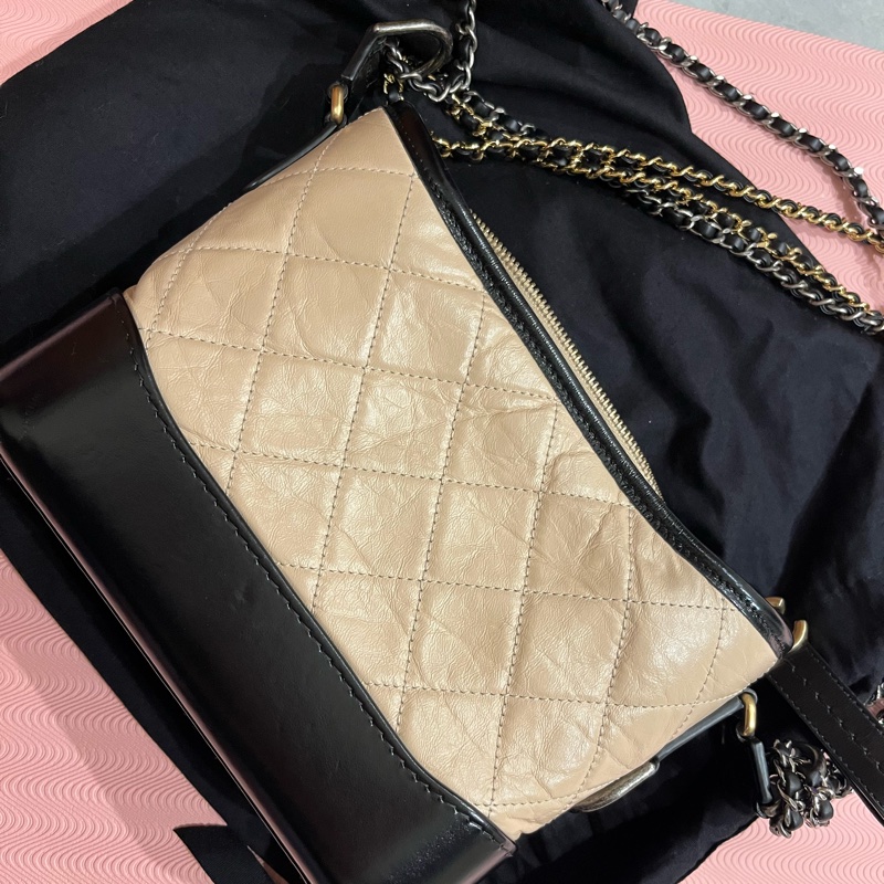 奶茶色配黑 Chanel 香奈兒流浪包 小號-8