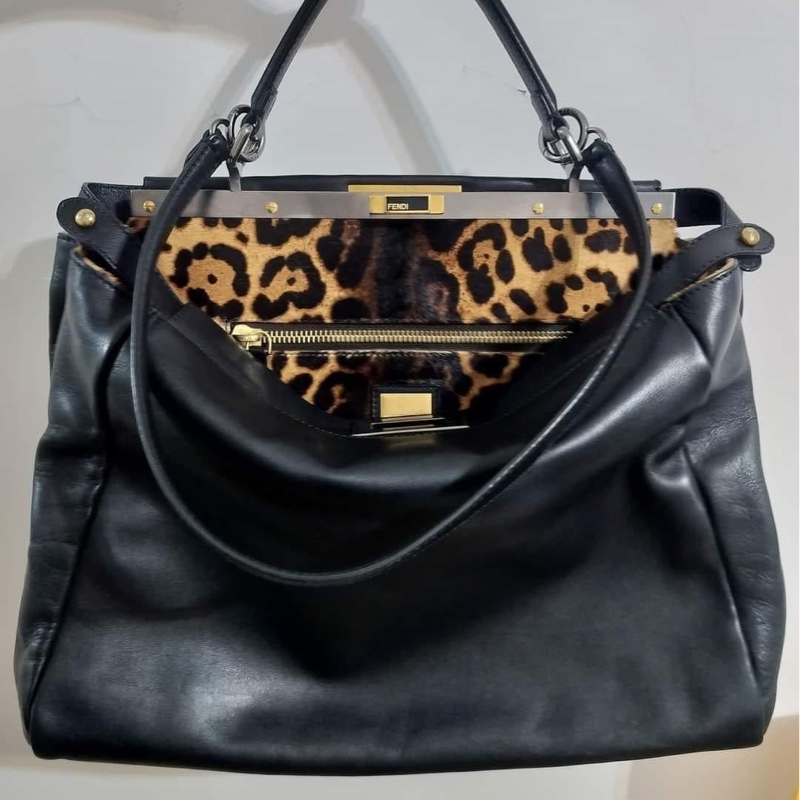🤎 🐆Fendi 牛皮+豹紋馬毛peekaboo 大包現在很難有 不要錯過  原價192000 割愛47800 尺寸40/32/12 9成新 正常使用痕跡 高標繞道 #有背帶-2