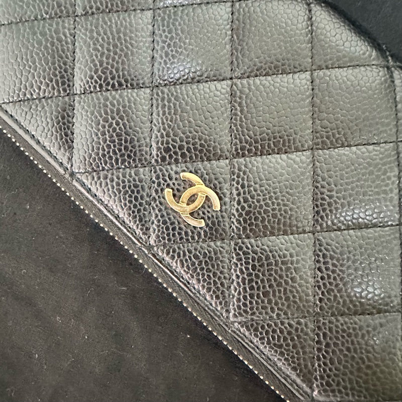 🔥爆款降價釋出🔥#Chanel 黑金 #荔枝皮 #魚子醬 ✨95新 全配美品✨ #長夾 斜背 #woc-6