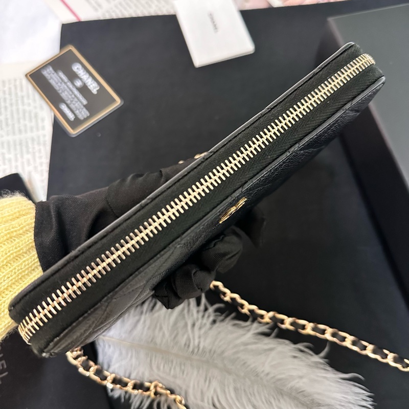 🔥爆款降價釋出🔥#Chanel 黑金 #荔枝皮 #魚子醬 ✨95新 全配美品✨ #長夾 斜背 #woc-9