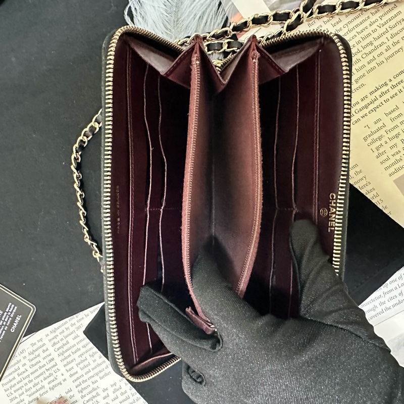 🔥爆款降價釋出🔥#Chanel 黑金 #荔枝皮 #魚子醬 ✨95新 全配美品✨ #長夾 斜背 #woc-18