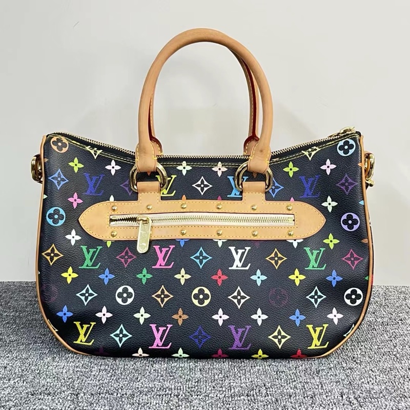 LV 村上隆 黑三彩 手提肩背包-2