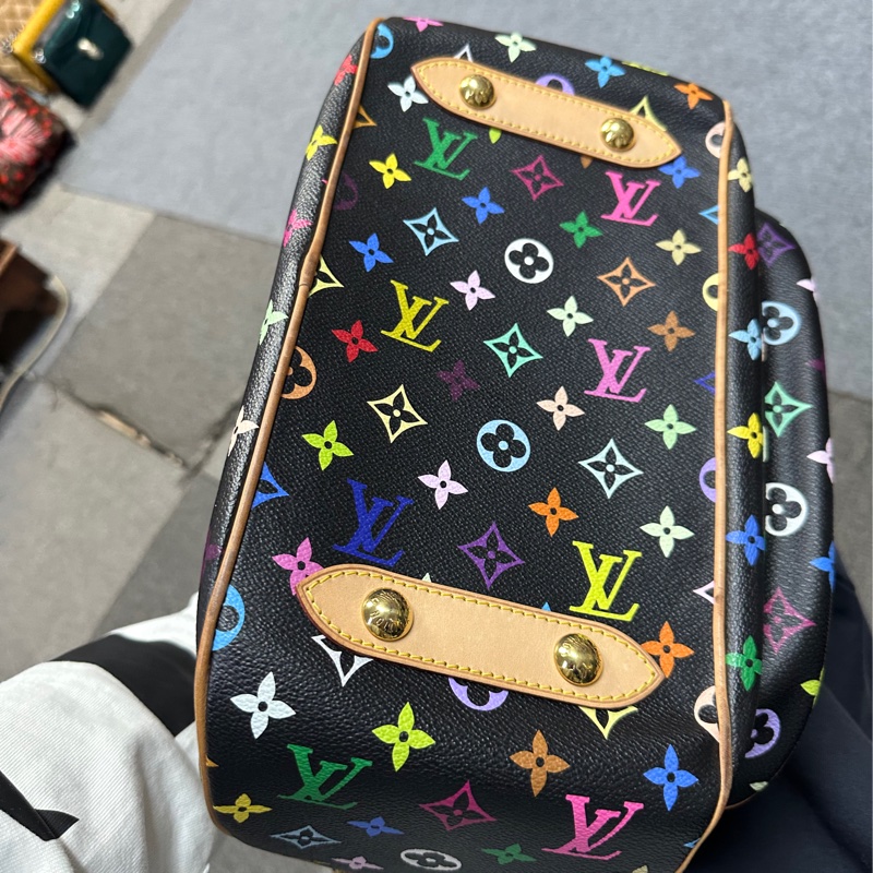 LV 村上隆 黑三彩 手提肩背包-11