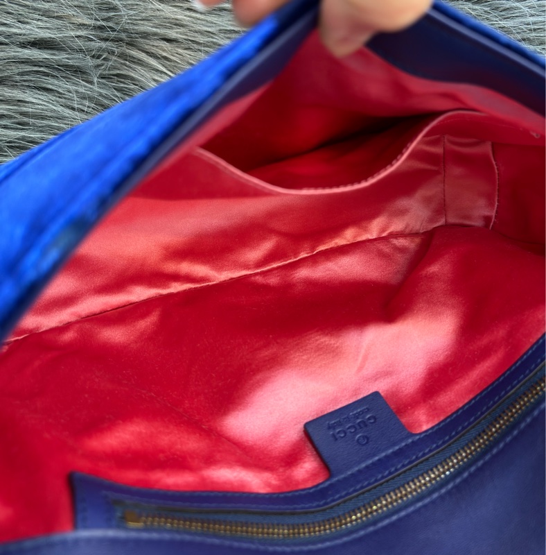 GUCCI 443496 MARMONT  藍色 絨布 金釦 金鍊 肩背包 斜背包 學院包 相機包-12