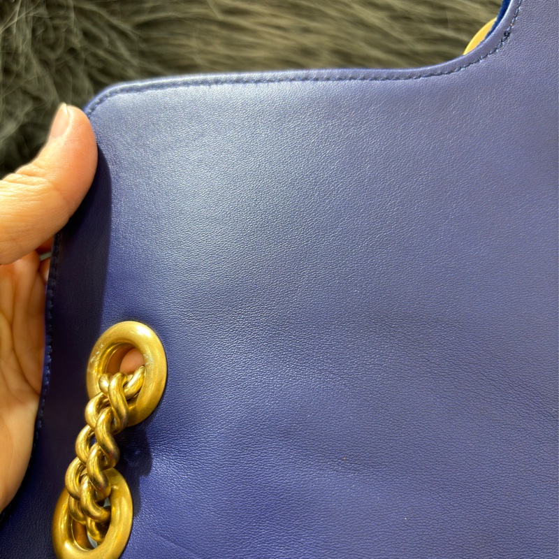 GUCCI 443496 MARMONT  藍色 絨布 金釦 金鍊 肩背包 斜背包 學院包 相機包-26