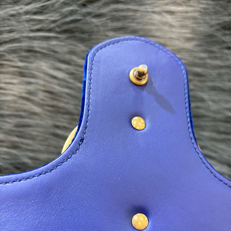 GUCCI 443496 MARMONT  藍色 絨布 金釦 金鍊 肩背包 斜背包 學院包 相機包-27
