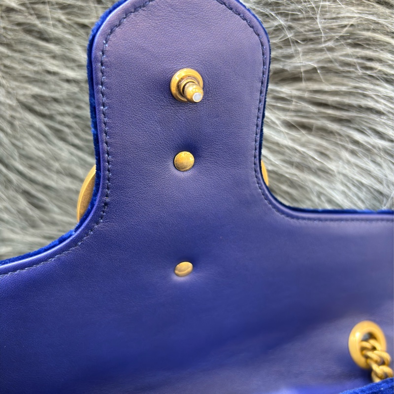 GUCCI 443496 MARMONT  藍色 絨布 金釦 金鍊 肩背包 斜背包 學院包 相機包-33