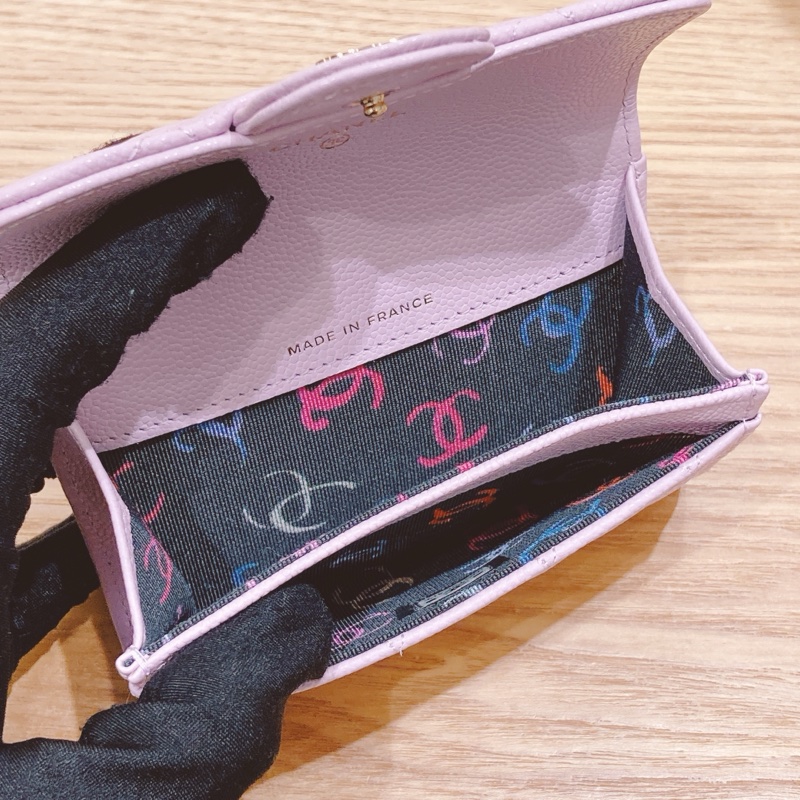 香奈兒 經典卡片套 24s 粉紫色 內籠特別圖案-6