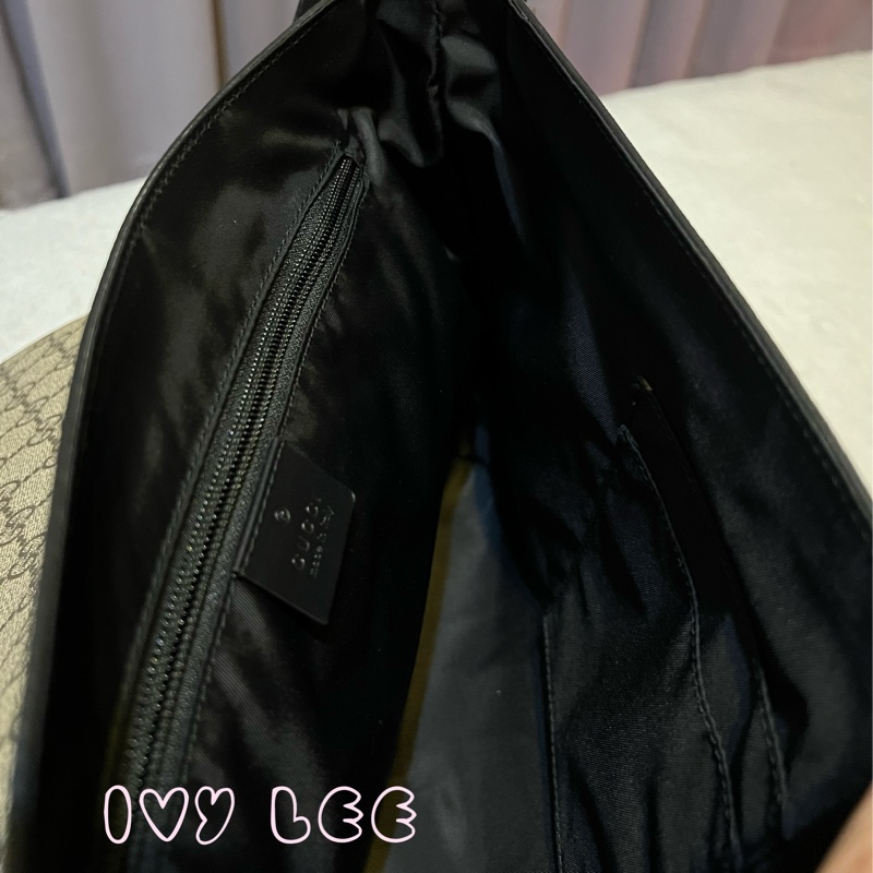 GUCCI GG Supreme（已售出） 綠紅織帶帆布翻蓋斜背包 肩背包 475432 近新 二手精品-7