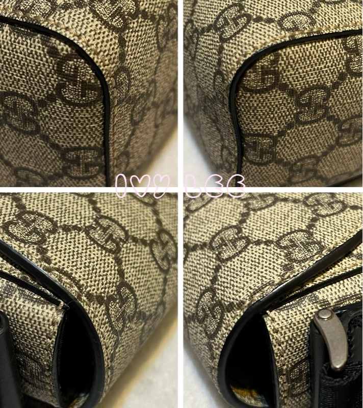 GUCCI GG Supreme（已售出） 綠紅織帶帆布翻蓋斜背包 肩背包 475432 近新 二手精品-12