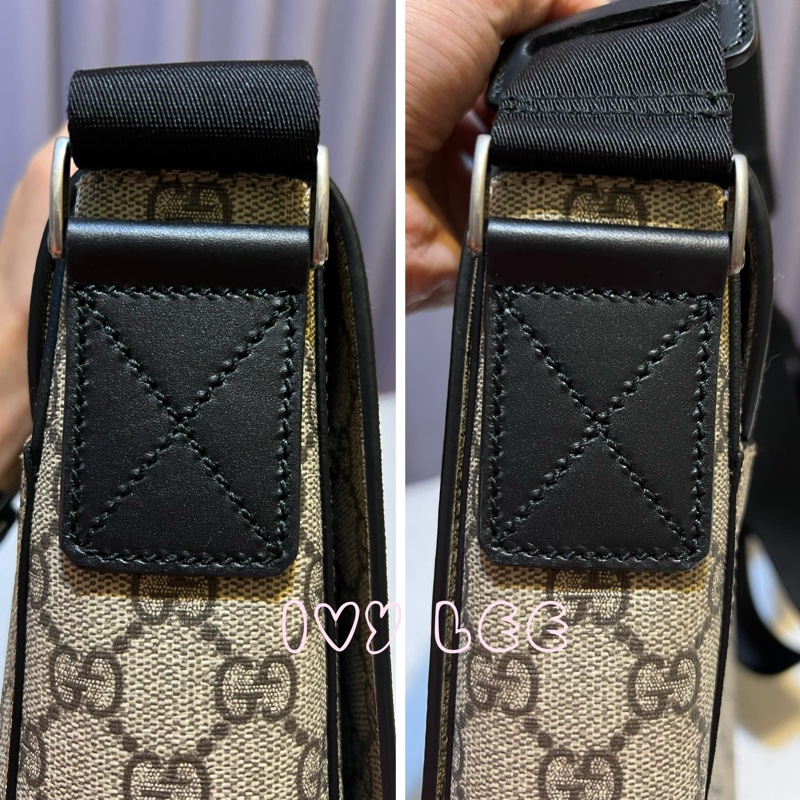 GUCCI GG Supreme（已售出） 綠紅織帶帆布翻蓋斜背包 肩背包 475432 近新 二手精品-14