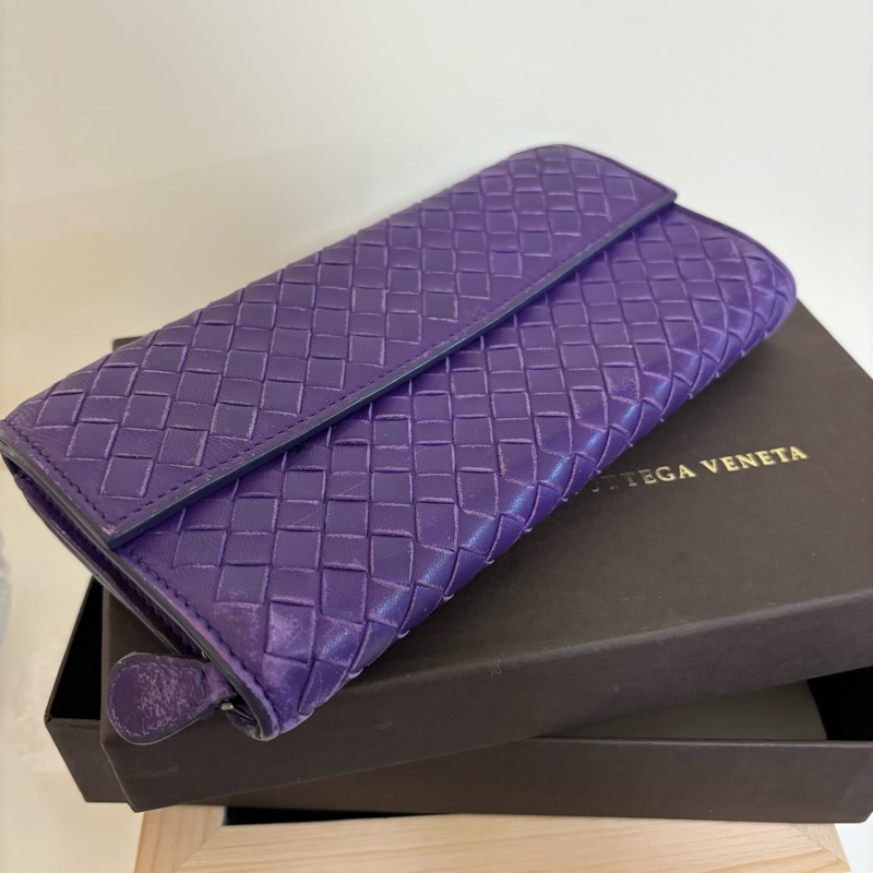 ［2手］BV BOTTEGA VENETA 紫羅蘭色 長夾，NT2000-5