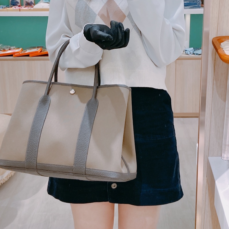 Hermes Garden Party 36 愛馬仕 花園包36 Size 烏木皮拼布 6T-9