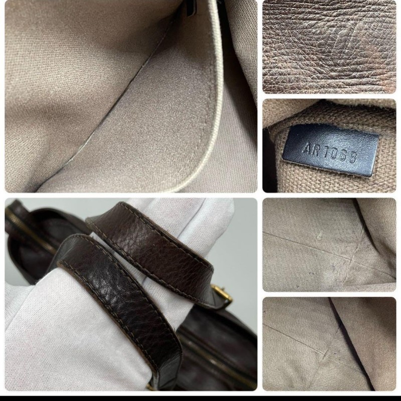 LV ／猶他厚韌野牛皮／手提包商務包／可放A4文件／日本進口二手精品-9