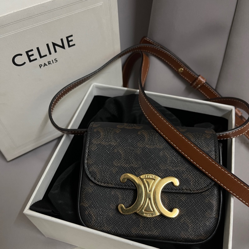 CELINE TRIOMPHE 帆布及小牛皮迷你型TRIOMPHE 手袋-0