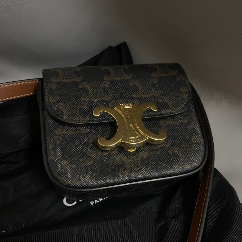 CELINE TRIOMPHE 帆布及小牛皮迷你型TRIOMPHE 手袋-4