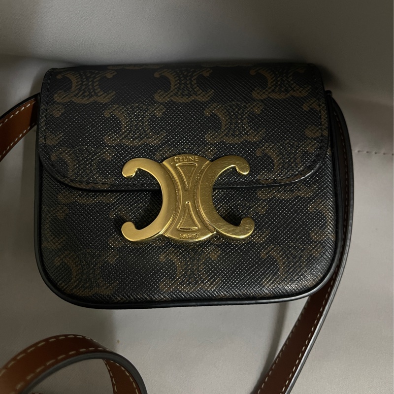 CELINE TRIOMPHE 帆布及小牛皮迷你型TRIOMPHE 手袋-5