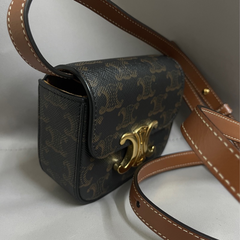 CELINE TRIOMPHE 帆布及小牛皮迷你型TRIOMPHE 手袋-6