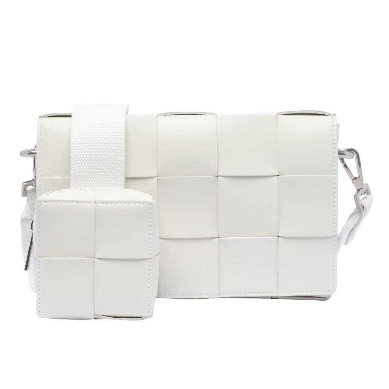 Bottega Veneta 741777 小款 Cassette 二合一編織包 白色/付可拆卸小包及功能肩帶《2024季度新品》-4