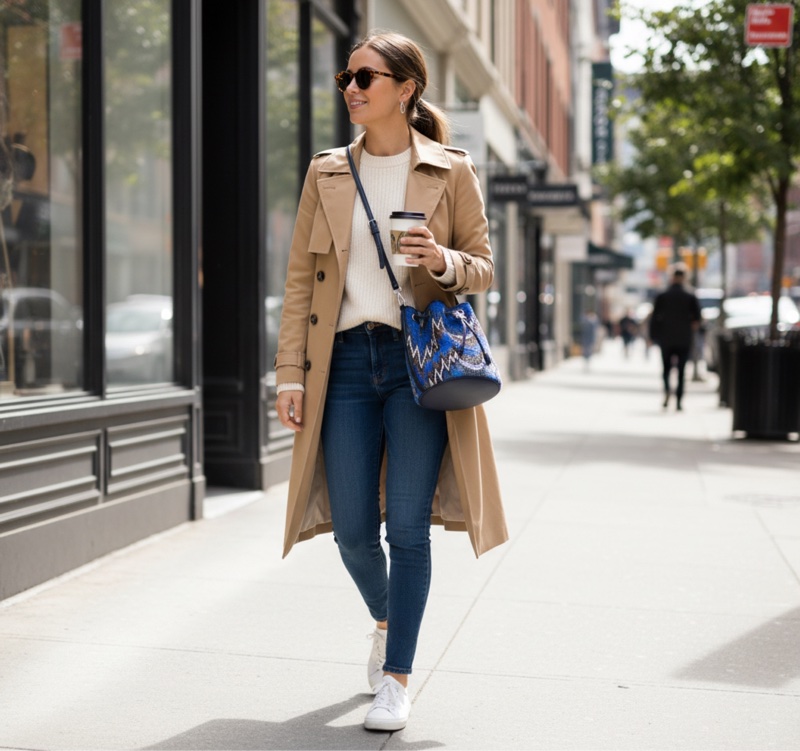 近全新-專櫃款Tory Burch印花布面mini 水桶-2