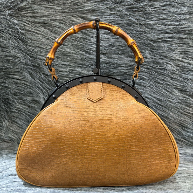 GUCCI 112534 經典 牛皮 全皮 竹節包 手提包 手挽包 貴婦包 貝殼包 骨董包-0