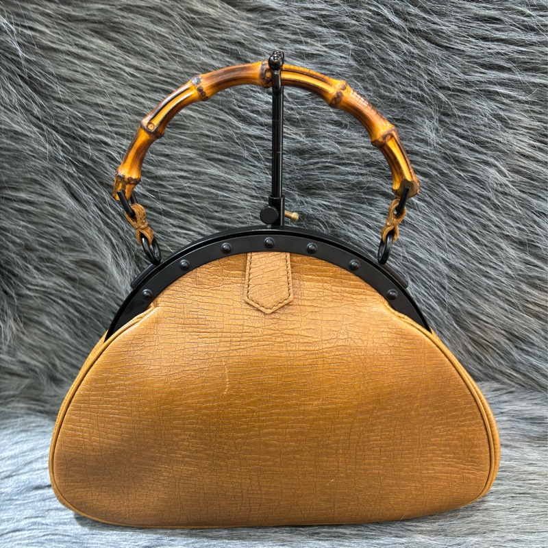 GUCCI 112534 經典 牛皮 全皮 竹節包 手提包 手挽包 貴婦包 貝殼包 骨董包-1