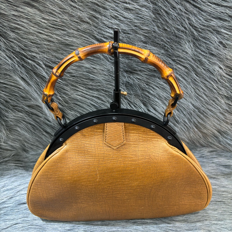 GUCCI 112534 經典 牛皮 全皮 竹節包 手提包 手挽包 貴婦包 貝殼包 骨董包-2