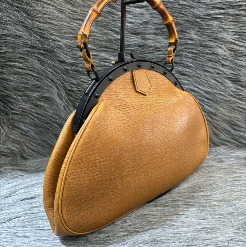 GUCCI 112534 經典 牛皮 全皮 竹節包 手提包 手挽包 貴婦包 貝殼包 骨董包-3