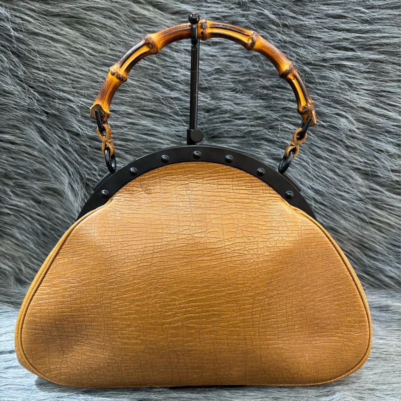 GUCCI 112534 經典 牛皮 全皮 竹節包 手提包 手挽包 貴婦包 貝殼包 骨董包-9