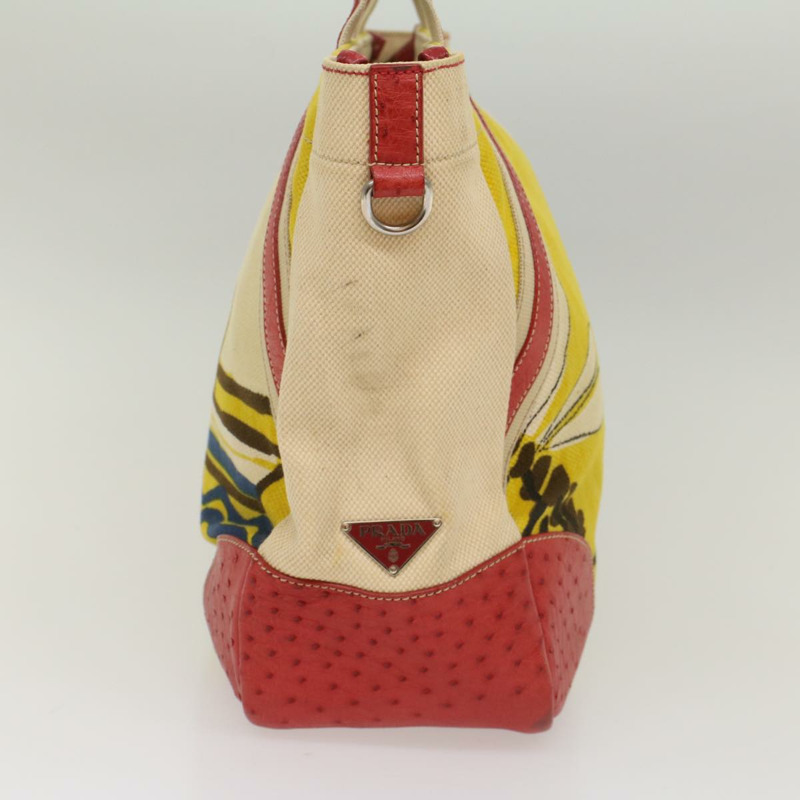 【日本直送】PRADA 手提包 帆布 黃色 米色 紅色 正品 bs8591-3