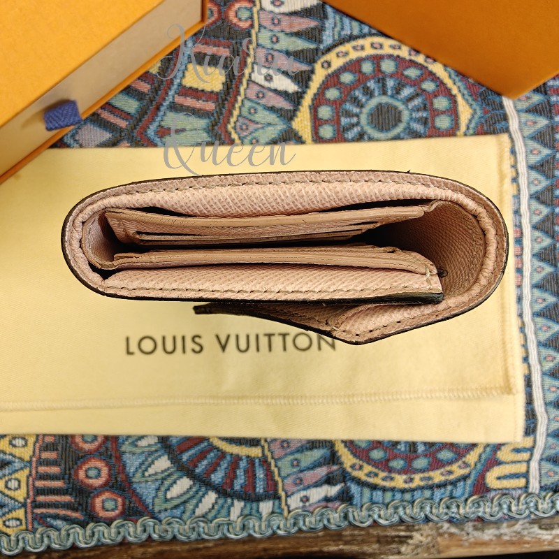 🔥Louis Vuitton LV 老花 信封 粉紅 錢包 皮夾 短夾 銀包 散紙包 零錢格 wallet-15