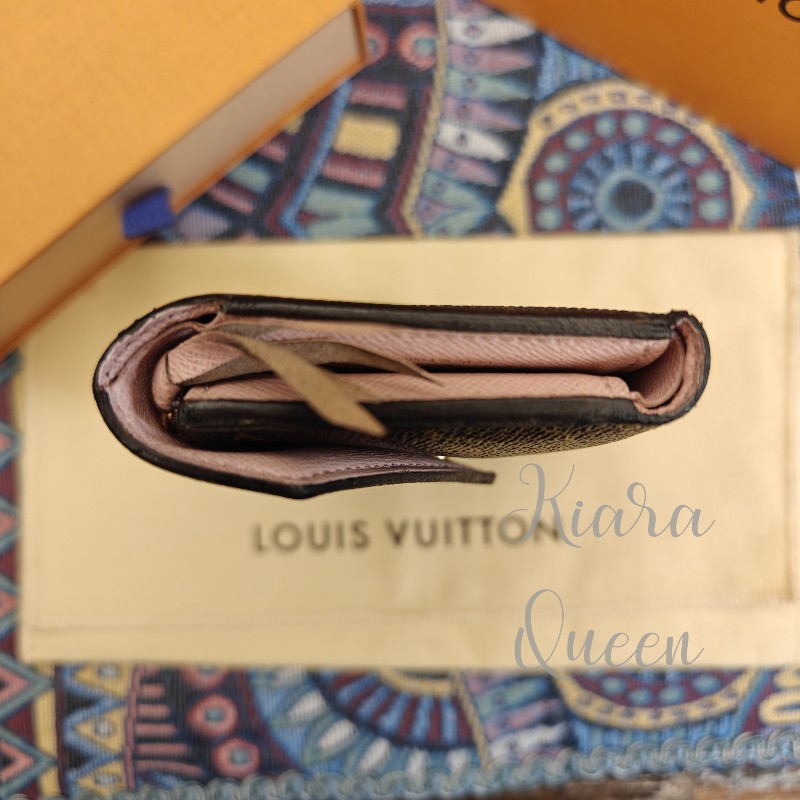 🔥Louis Vuitton LV 老花 信封 粉紅 錢包 皮夾 短夾 銀包 散紙包 零錢格 wallet-16
