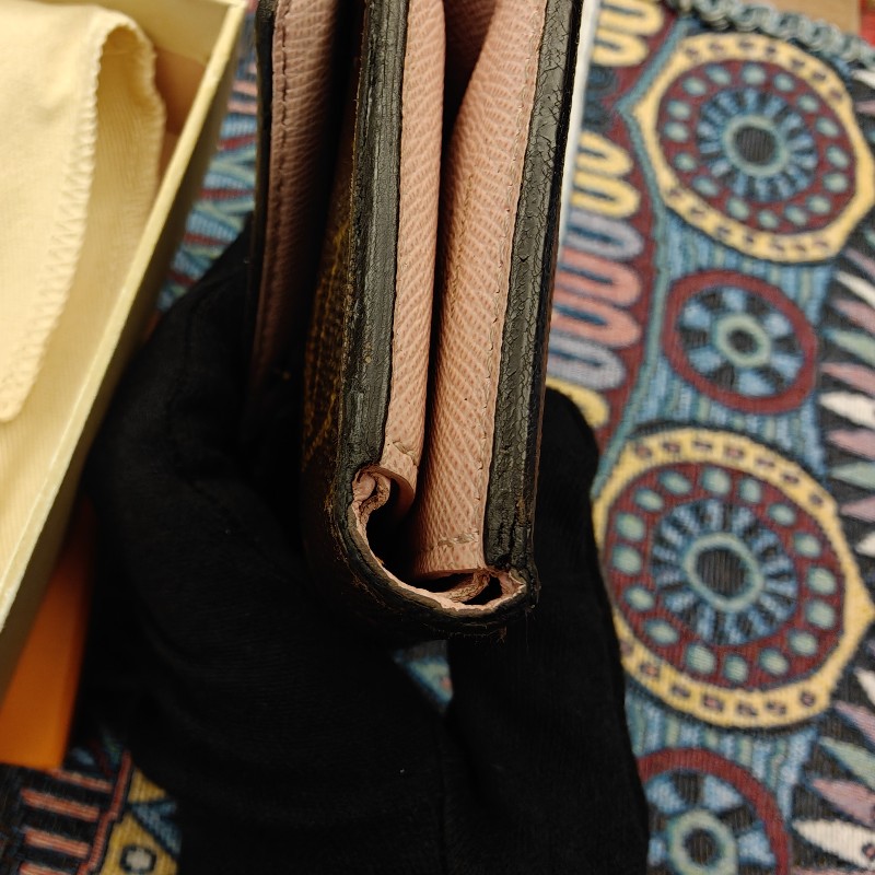 🔥Louis Vuitton LV 老花 信封 粉紅 錢包 皮夾 短夾 銀包 散紙包 零錢格 wallet-20