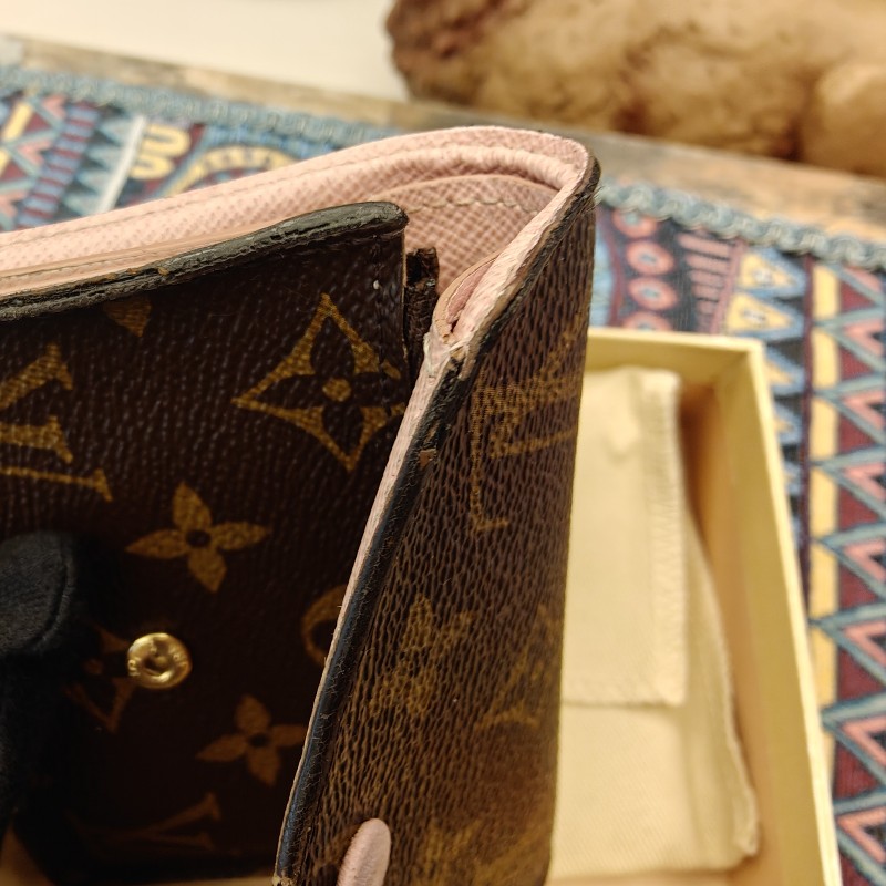 🔥Louis Vuitton LV 老花 信封 粉紅 錢包 皮夾 短夾 銀包 散紙包 零錢格 wallet-25