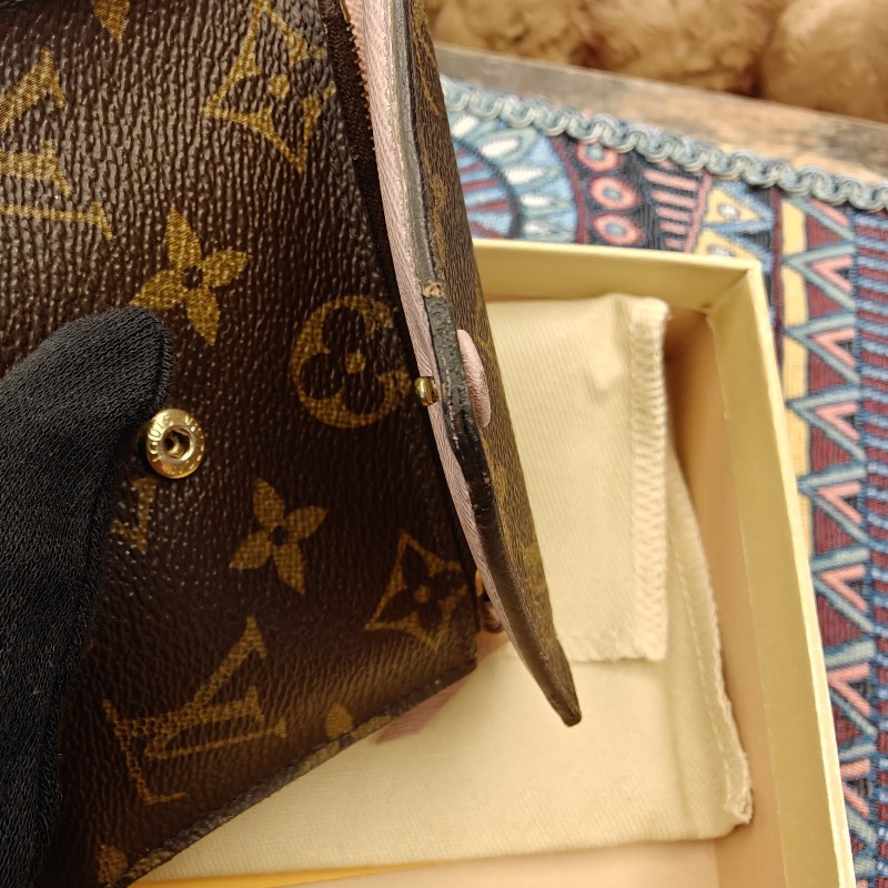 🔥Louis Vuitton LV 老花 信封 粉紅 錢包 皮夾 短夾 銀包 散紙包 零錢格 wallet-26