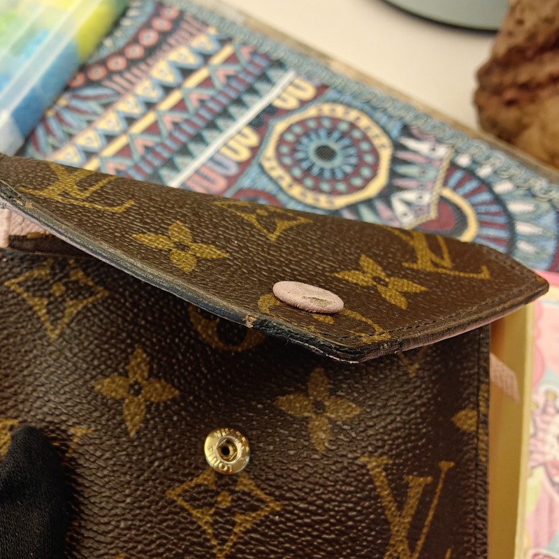 🔥Louis Vuitton LV 老花 信封 粉紅 錢包 皮夾 短夾 銀包 散紙包 零錢格 wallet-27
