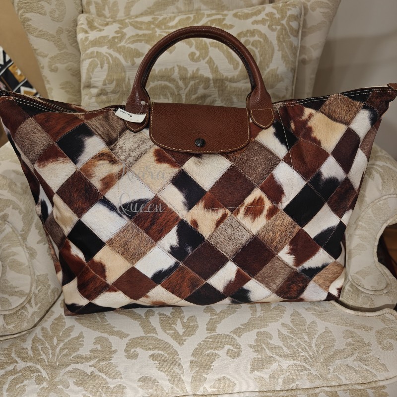 💫全新 🌟Longchamp 馬毛紋 手提包 短柄 XL 限定款 水餃包 購物袋 折疊購物袋 手提行李 行李袋-1