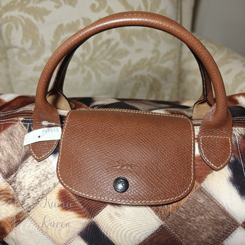 💫全新 🌟Longchamp 馬毛紋 手提包 短柄 XL 限定款 水餃包 購物袋 折疊購物袋 手提行李 行李袋-17