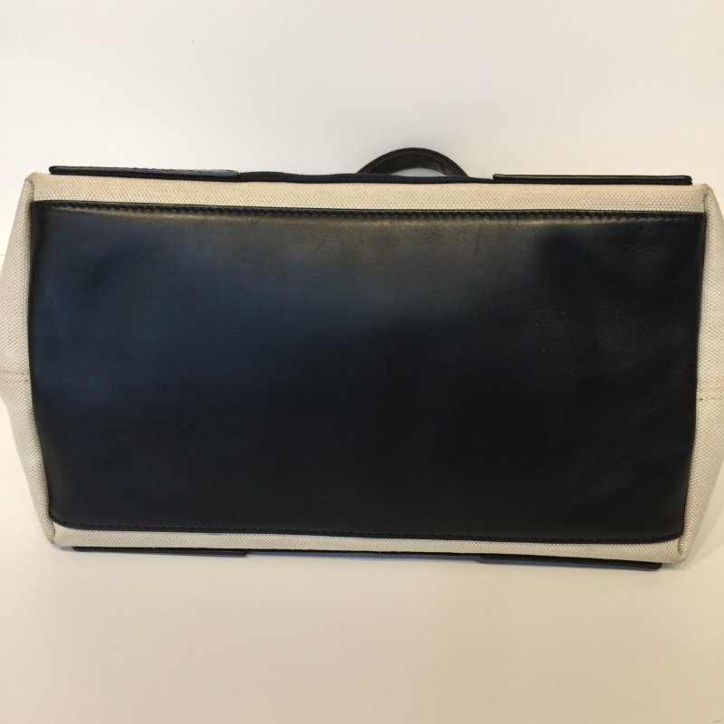 Balenciaga  米白色拼黑皮革帆布 Small手提包 /小款-9