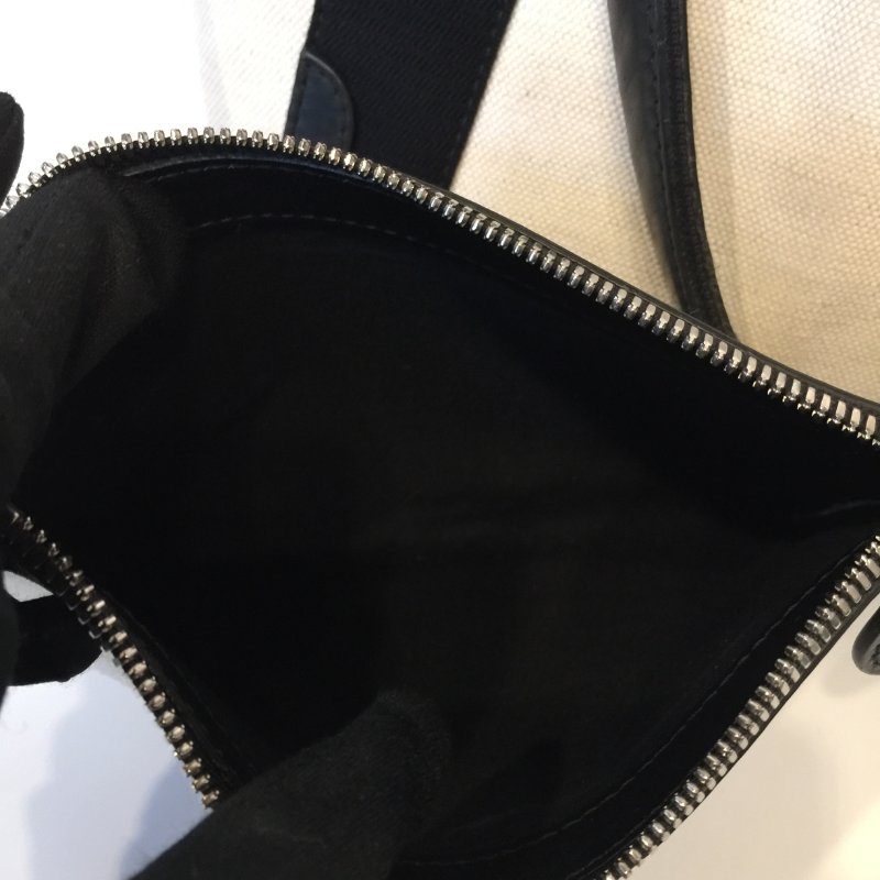 Balenciaga  米白色拼黑皮革帆布 Small手提包 /小款-13